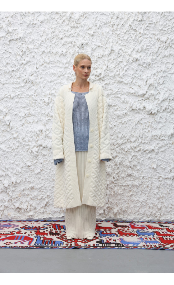 Пальто L221 молочне