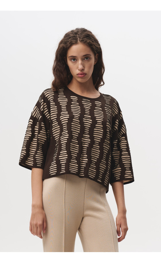 Джемпер L215 шоколад-бежевий