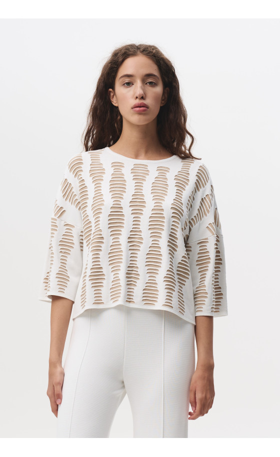 Джемпер L215 білий-бежевий