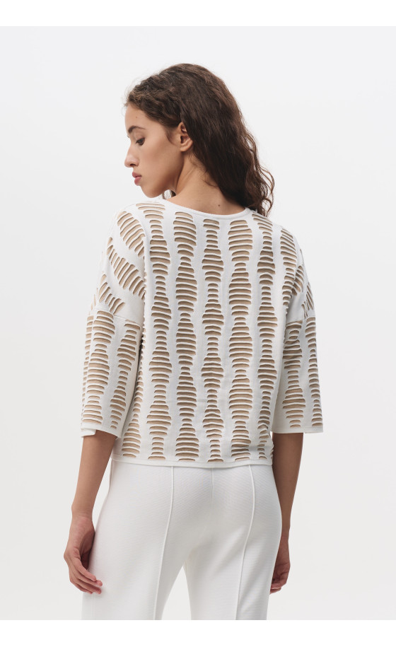 Джемпер L215 білий-бежевий