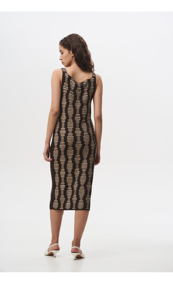 Сукня L216 шоколад-бежевий