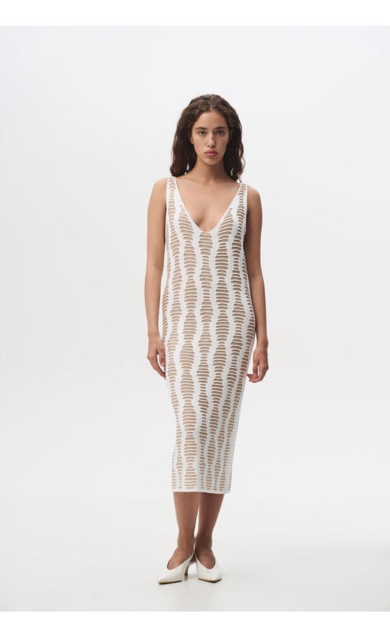 Сукня L216 білий-бежевий